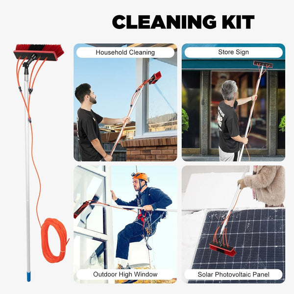 5m/7m Solar Panel Brush Cleaning Kit Spray Water Fed Pole Window Glass Washing