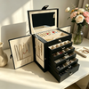 Large Jewelry Box Organizer Leather Jewelry Storage Case Earring Bracelet Holder