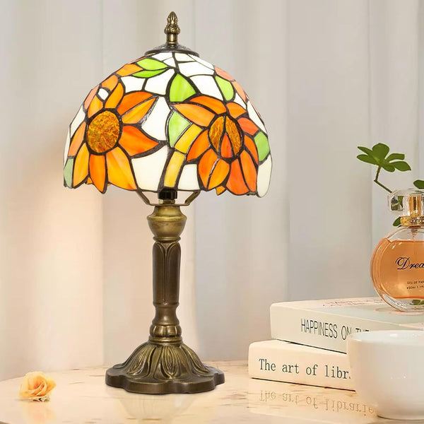 Retro Baroque LED Table Lamps Stained Glass Desk Lights Bedroom Reading Decor