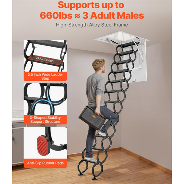 Electirc Attic Ladder Aluminum Folding 80*110 cm 9.4Ft With Remote Loft Stairs