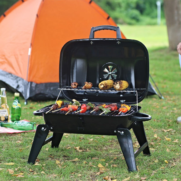 Portable Fire Pit BBQ Grill Outdoor Camping Charcoal BBQ Barrel Grill AU