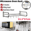 Wall Mounted Microwave Shelf Oven Deck with Hooks Stainless Steel Oven Organizer