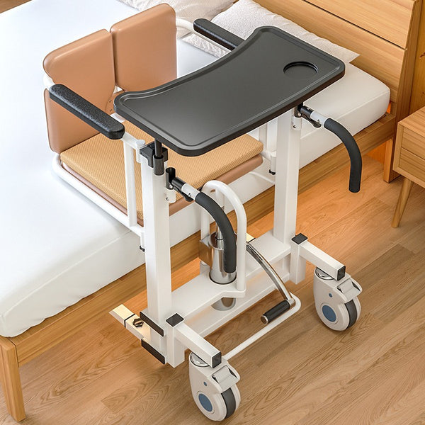 Hydraulic Patient Lift Transfer Chair Elderly Commode Wheelchair w/ Split Seat