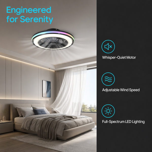 Modern Ceiling Fans Light LED Lights 6 Speeds App + Remote Control 3000K-6000K