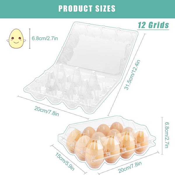 100X Large Egg Cartons 6/12 Eggs Holder PET Empty Chicken Egg Tray Freezer Safe