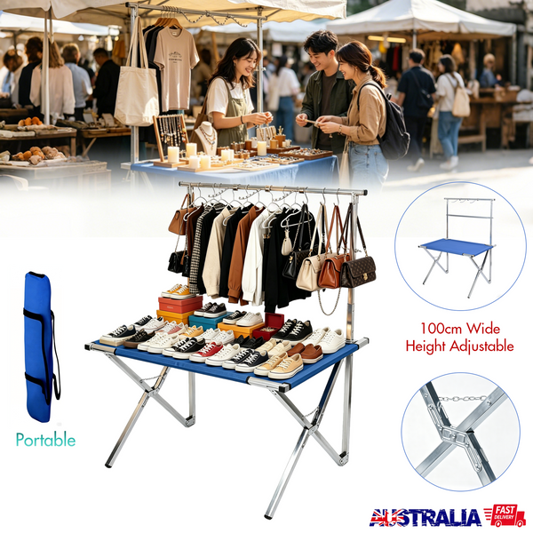 Folding Table 100x70cm Portable Display for Market Fair Stall Camping&Tradeshow