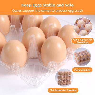 100X Large Egg Cartons 6/12 Eggs Holder PET Empty Chicken Egg Tray Freezer Safe