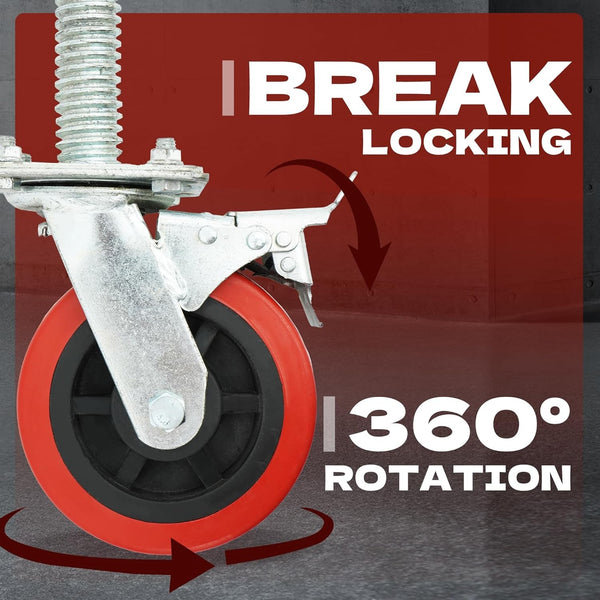6 inch Rolling Scaffolding Wheels 4 Pack Scaffolding Caster Wheels with Brake AU