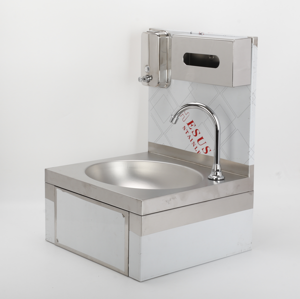 Wall-mounted Washbasin Knee Operated Sink With Faucet Soap & Towel Dispenser AU