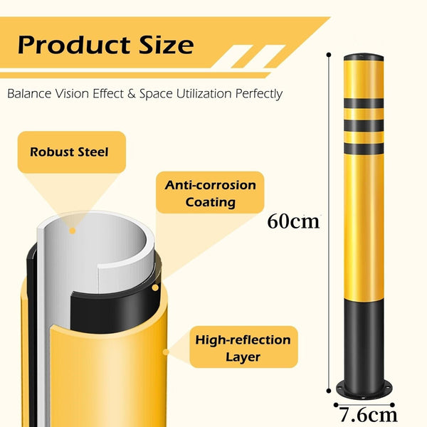 60cm Pipe Steel Yellow Safety Bollards Parking Barrier Post with Bolt  AU