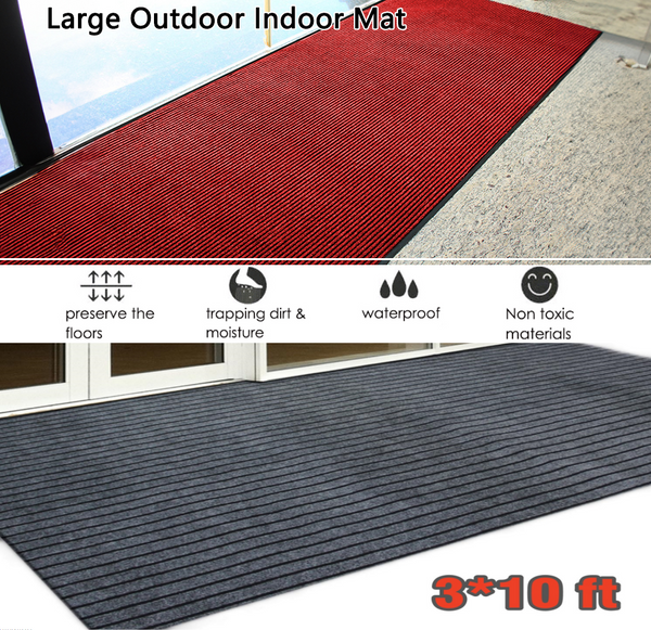 3’x10' Commercial Hallway Runner Rug Non-slip Rubber Door Mat Floor Carpet Rug