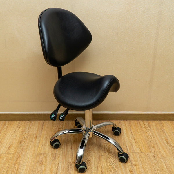 Saddle Stool Rolling Chair Saddle Chair w/ Back Support Dentist Salon Spa Chair