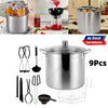 9Pcs Canning Pot Set Water Bath Canner Stainless Steel with Glass Lid 21.5 Quart