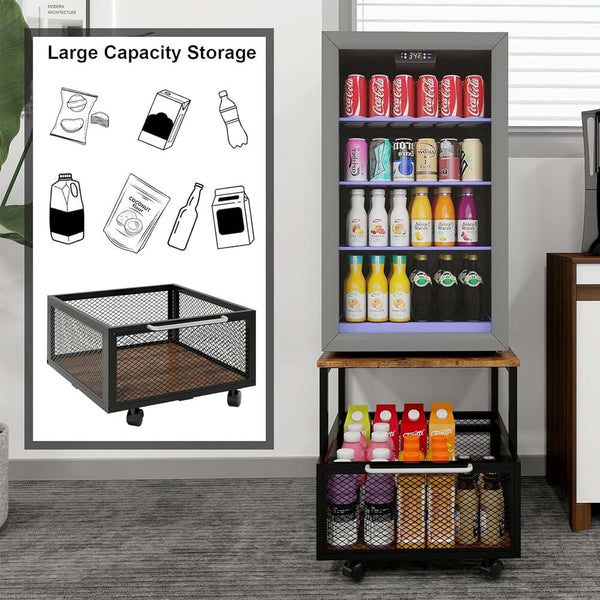 Mini Bar Fridge Beverage Cooler Drinks Refrigerator Stand with Drawer Cart Home