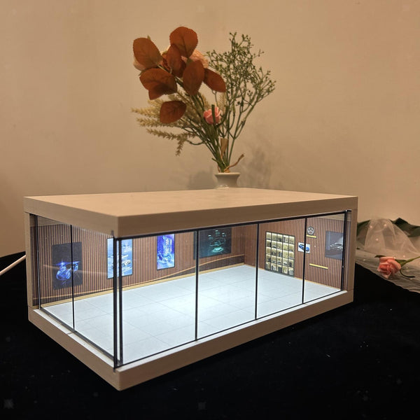 1/64 Car Garage Model LED Lighting Model Car Showroom Scene Display Case
