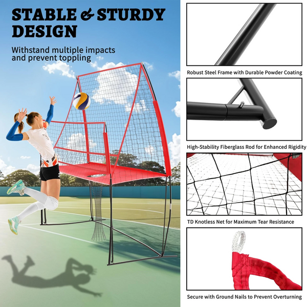Adjustable Volleyball Practice Net w/ Sturdy Steel Frame Carry Bag 6.5-8FT AU
