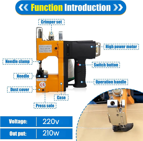 Electric Bag Sewing Machine Mini Bag Closing Machine Automatic Woven Bag Sewer