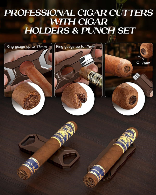 Cigar Humidor Glass Top Cigar Case with Cutter,Punch Tool,Humidifier &Hygrometer