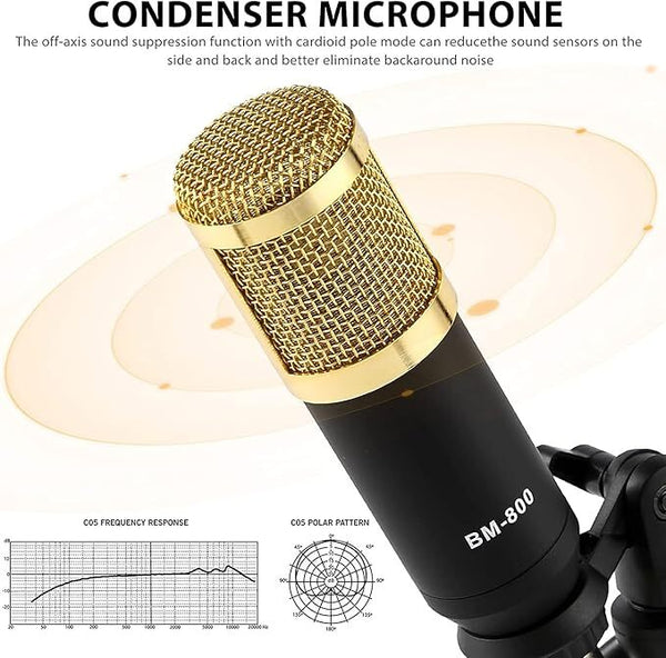BM800 Home Studio Recording Kit Condenser Microphone Set w/Adjustable Stand