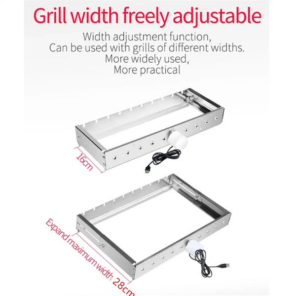 Auto Rotating Rotisserie Grill Rack Set Stainless Steel Kabob Grill 15 Skewers