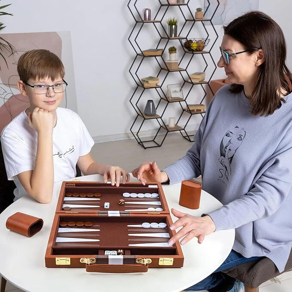 18 inch Premium Backgammon Board Game Set Large Classic Board Game Case Gifts