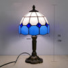 Vintage Tiffany Table Lamps 8" Stained Glass Table Lamp Blue White Lattice Style