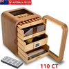 5 Tiers Cigar Humidor Cabinet 110 CT Cedar Wooden Cigar Box Digital Hygrometer