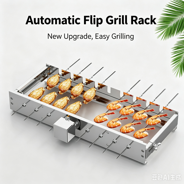 Electric Skewer Kabob Auto Rotating Rotisserie Grill Rack Adjustable Outdoor BBQ