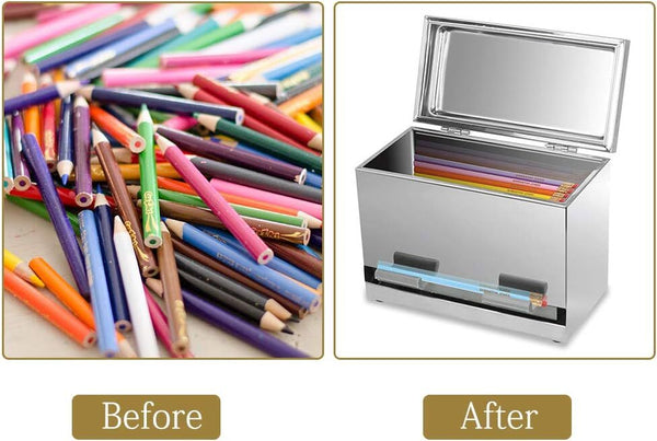 Straw Dispenser Holder Storage Stainless Steel Pencil Box for School Bar Kitchen