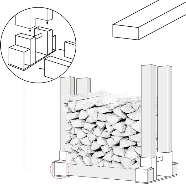 2x Sturdy Firewood Log Storage Rack Bracket Kit Adjustable length Indoor/Outdoor