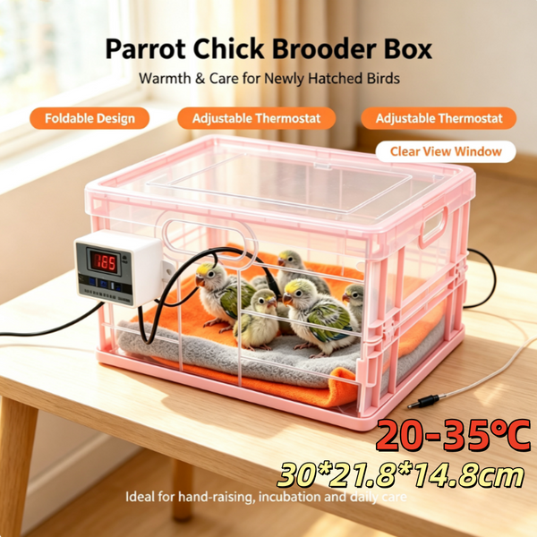 Portable Bird Brooder Box Chicken Coop Parrot Incubator Temperature Control
