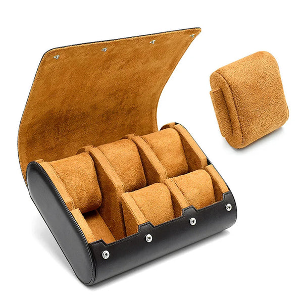 6 Slots Watch Case - Luxury Watch Roll 6 Slots Travel Box Recycled Leather Case