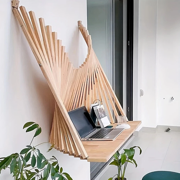 Wall Mounted Folding Desk/ Wooden Drawing Stool Wobble Stool Height Adjust Chair
