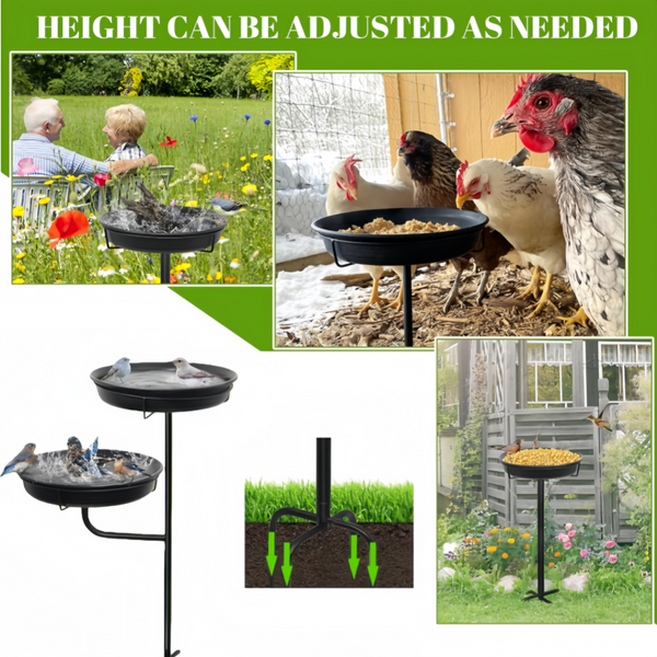 Metal Bird Bath Bowl Free Standing Detachable Decoration Spa Birdfeeder Garden