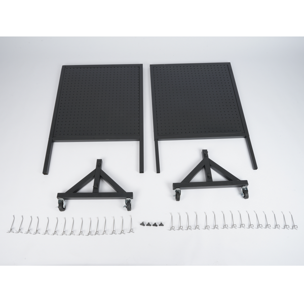 174cm Tall Metal Pegboard Display Rack Retail Display Rack w/ Wheels 30 Hooks AU
