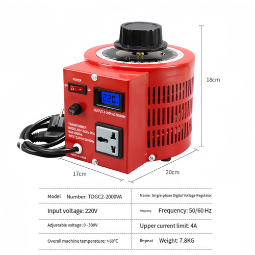 Variable Voltage Converter Transformer with LCD Display 220V Input 0-300V Adjust