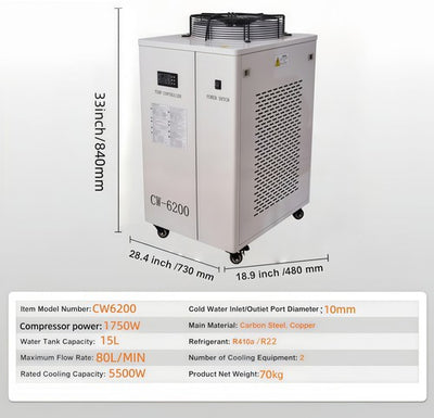 15L Industrial Water Chiller 2HP Water Cooling System for CO2 Laser Engraving AU