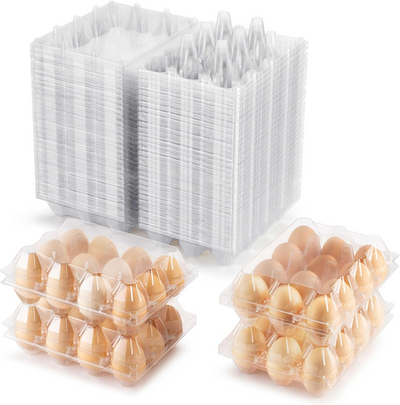 100X Large Egg Cartons 6/12 Eggs Holder PET Empty Chicken Egg Tray Freezer Safe