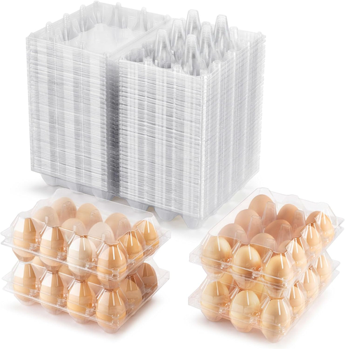 100X Large Egg Cartons 6/12 Eggs Holder PET Empty Chicken Egg Tray Freezer Safe