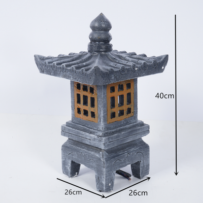 Decor Pagoda Lantern Outdoor Statue Handcast Polyresin Garden Statue