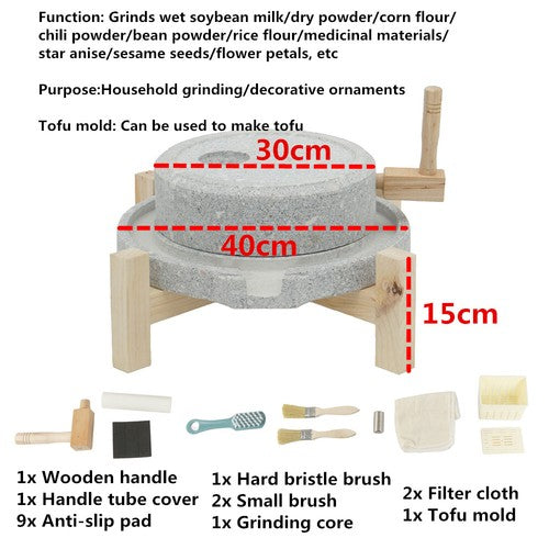 Stone Mill Grinder Grinding Wet/Dry For Soybean Milk Corn Flour Bean Powder AU