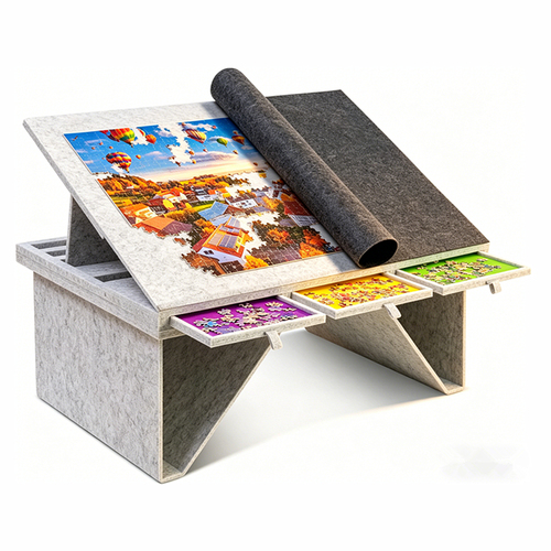 1500 Pieces Jigsaw Puzzle Table Tilting Puzzle Board with Cover Foldable Boards