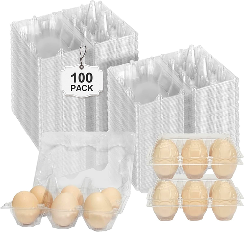 100X Large Egg Cartons 6/12 Eggs Holder PET Empty Chicken Egg Tray Freezer Safe