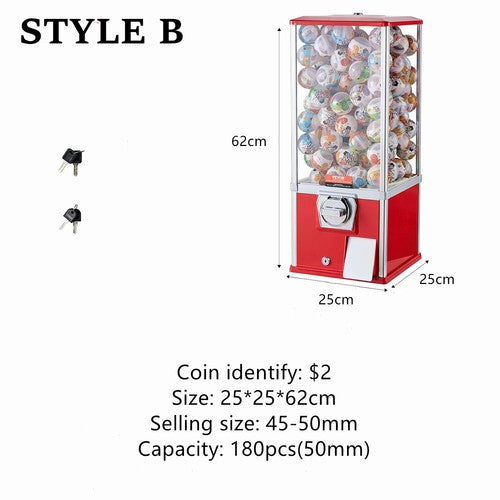 $2 Operated Gumball Vending Machine Toys Balls Egg Twisting Dispenser w/Lock