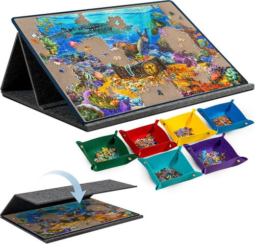1000pcs jigsaw Puzzle Board Portable Felt Puzzle Plateau 6 Sorting Puzzle-trays