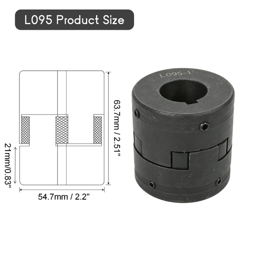 L075/L095 1/2" to 1" Flexible L-Jaw Coupling Coupler Set HT250 Cast Iron