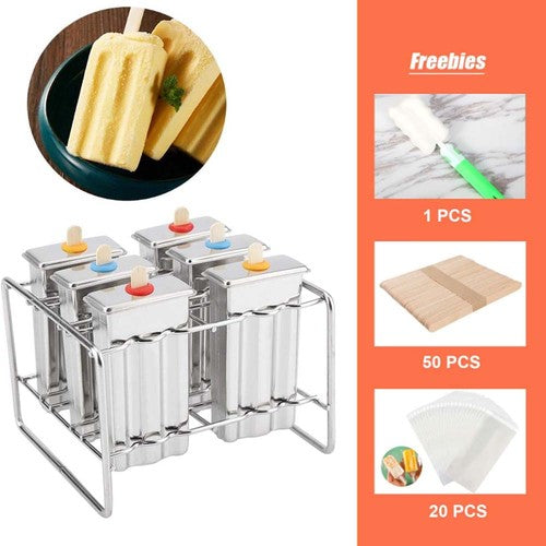 6pcs/10pcs Popsicle Molds Ice Lolly Mould Stainless Steel Ice Cream Holder Maker