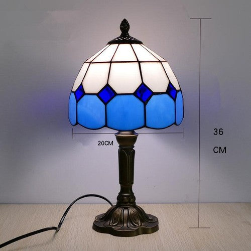 Retro Baroque LED Table Lamps Stained Glass Desk Lights Bedroom Reading Decor