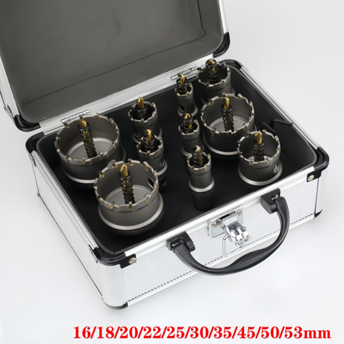 10/12Pcs TCT Hole Saw Kit for Hard Metal Tungsten Carbide Tipped Hole Cutter Set