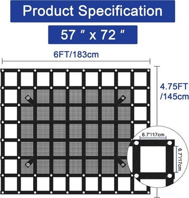 Heavy Duty Cargo Net 57"x72" or 81"x96" with Mesh Truck Bed Cargo Net Organizer